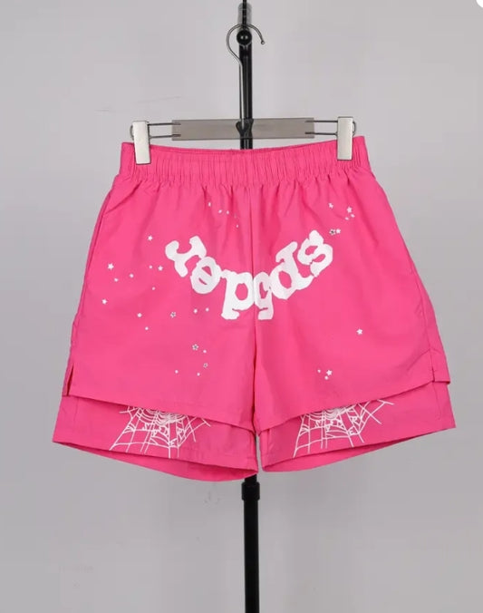 Sp5der OG Web Double Shorts Pink