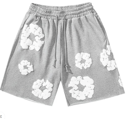 grey denim tears shorts