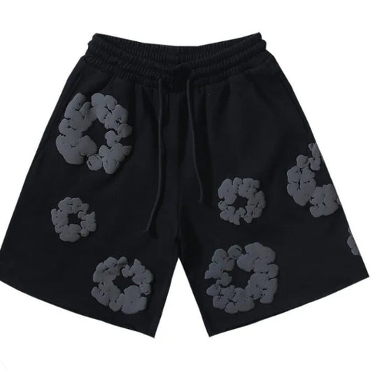 black denim shorts