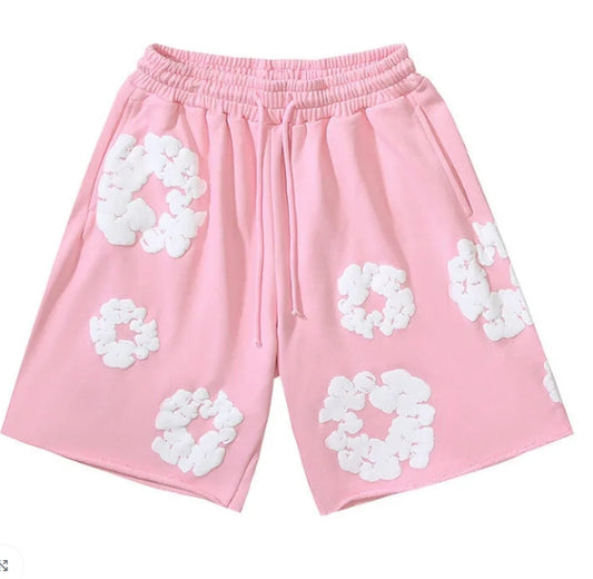 pink denim tears shorts